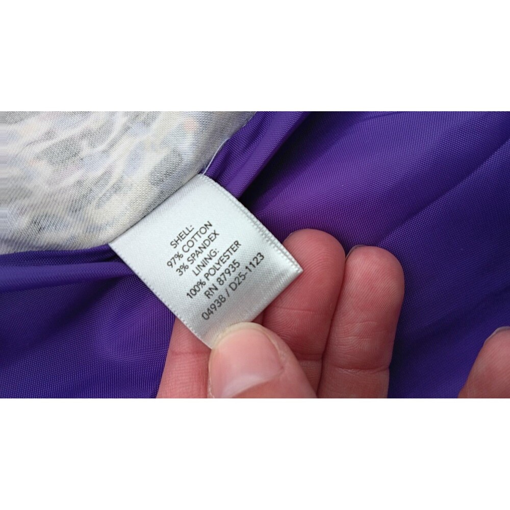 CJ Banks 2X Floral Print Blazer Jacket Purple Stretch Lined Cotton Artsy - Picture 3 of 8
